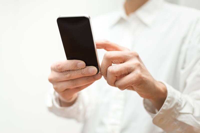 Close Up of a Man Using a Mobile Smartphone Stock Photo - Image of ...