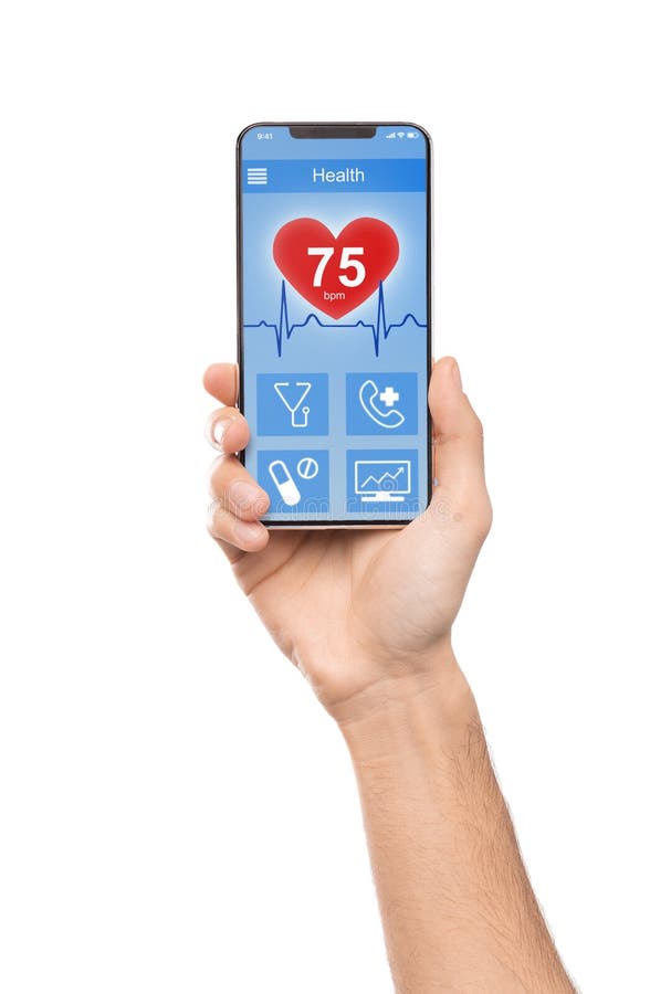 Man using smartphone app to check health data royalty free stock photo Man using smartphone app to check health data royalty free stock photo