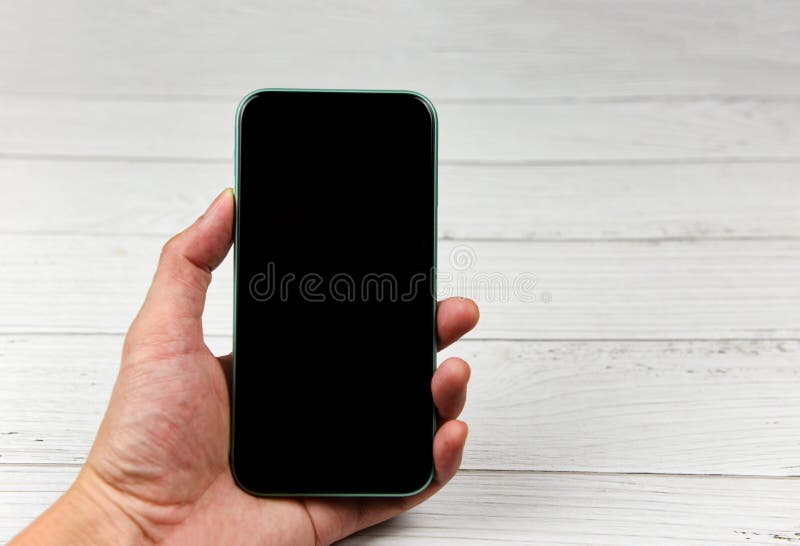 Man Using Smartphone Black Screen Mobile Phone Smartphone Hand Stock