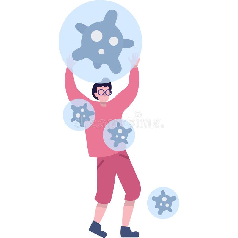 Man and virus cell vector icon isolated on white vector illustration