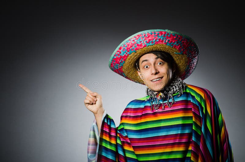 Man in Vivid Mexican Poncho Against Gray Stock Photo - Image of latino ...
