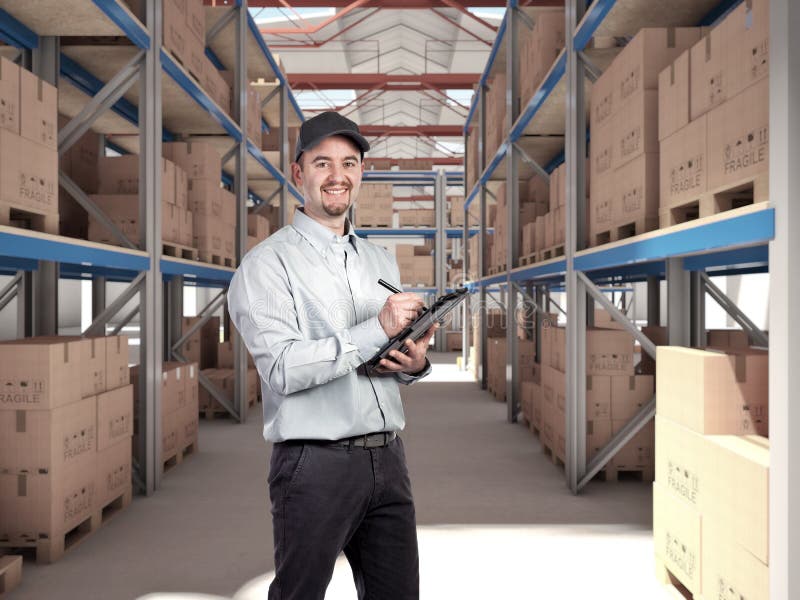 Man in warehouse stock photo. Image of concrete, delivery 50078878
