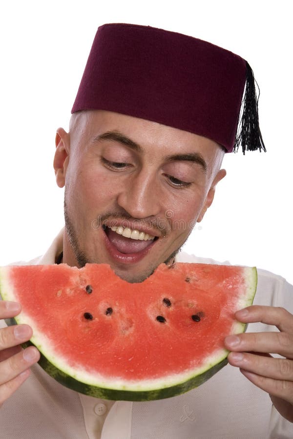 Man with watermelon stock image. Image of thumb, enjoy 24676031