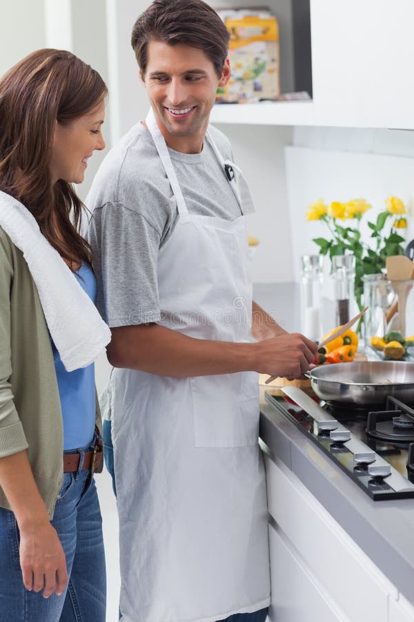 Man Wearing Apron and Cooking Stock Photo - Image of preparing, healthy:  31670526