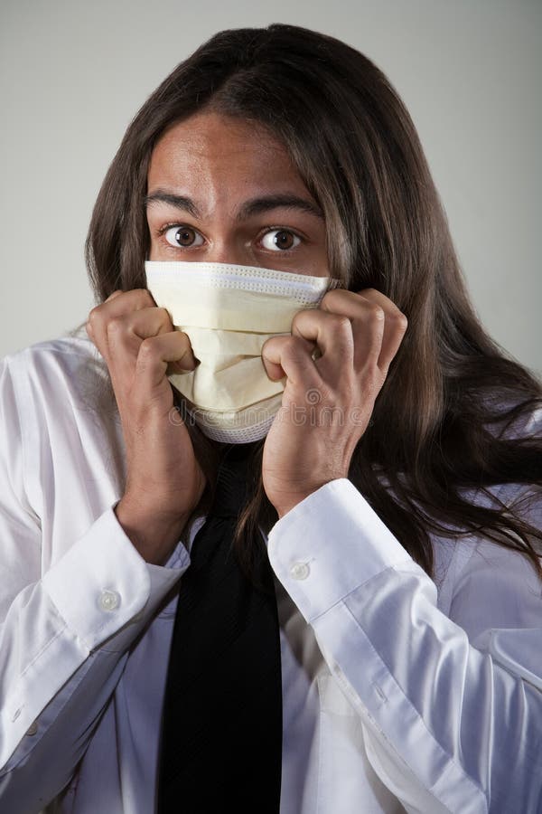 Man Wearing a Breathing Mask Stock Image - Image of indian, american ...