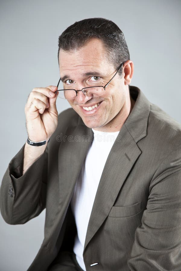 Man wearing glasses stock photo