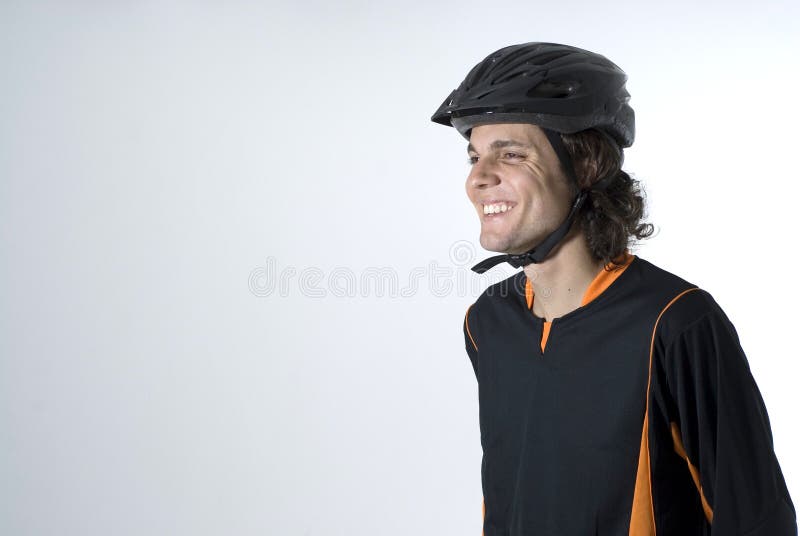 Man Wearing a Helmet Smiling - Horizontal