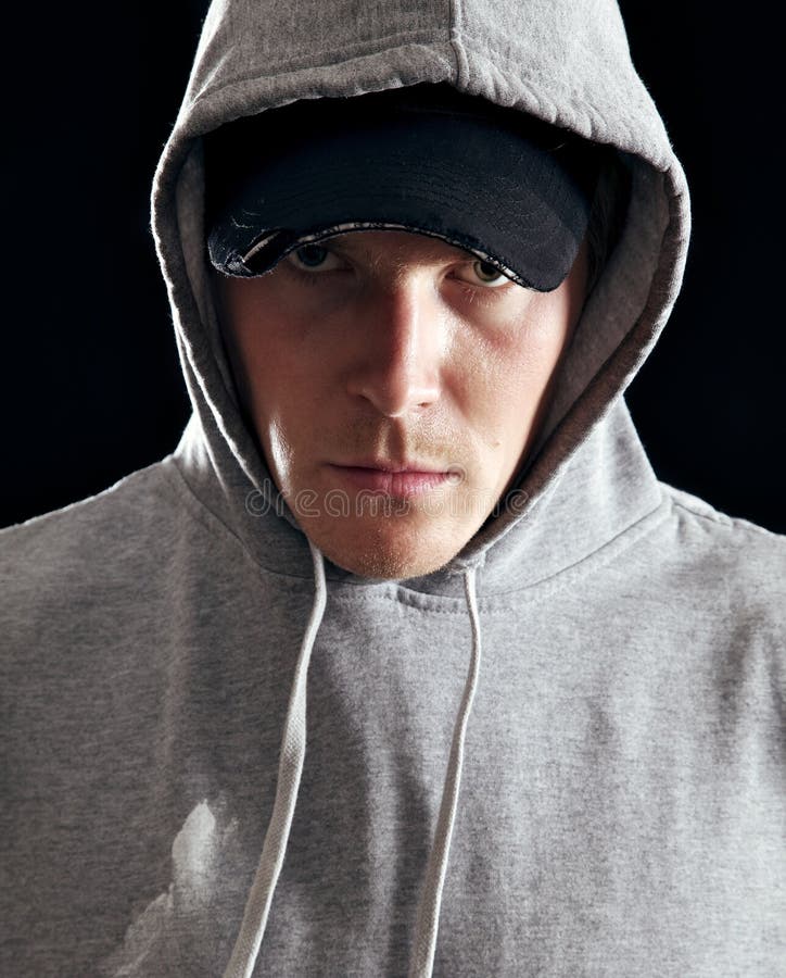 Man Wearing Hooded Sweatshirt Stock Image Image of rebel, criminal