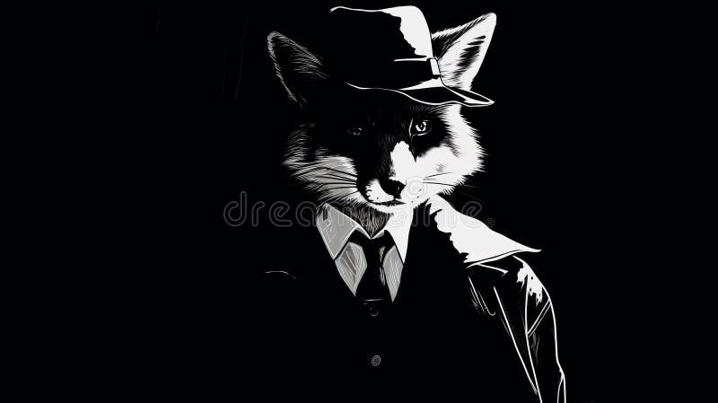 1970s Detective Fox: Noir Style Pop Art Illustration