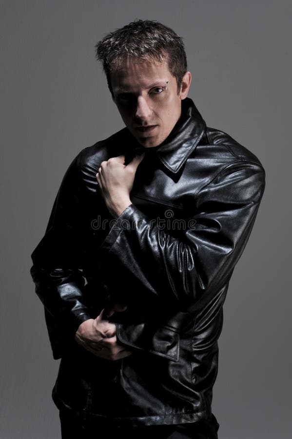 tight leather jacket