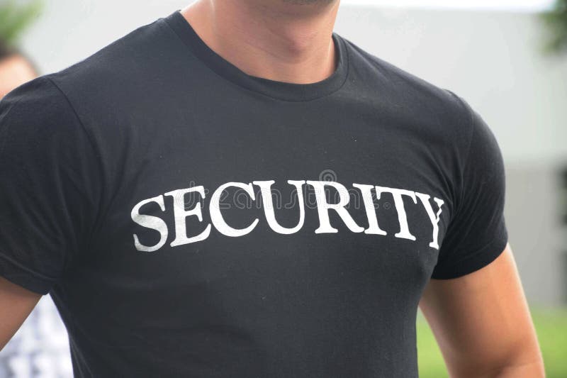 Man Wearing a Security Shirt Stock Image Image of safeguard, black