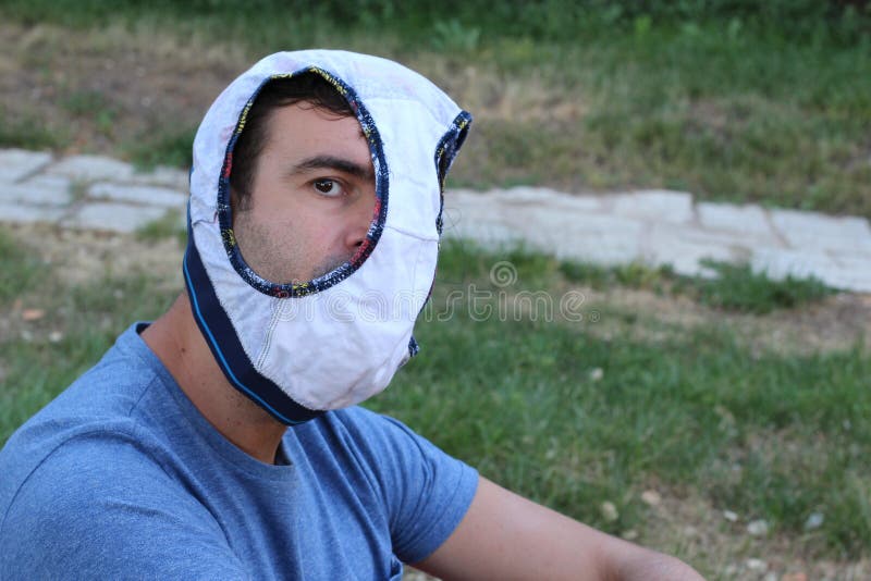 Man Wearing Underwear To Cover Face Stock Photo - Image of epidemic,  elastic: 210774880