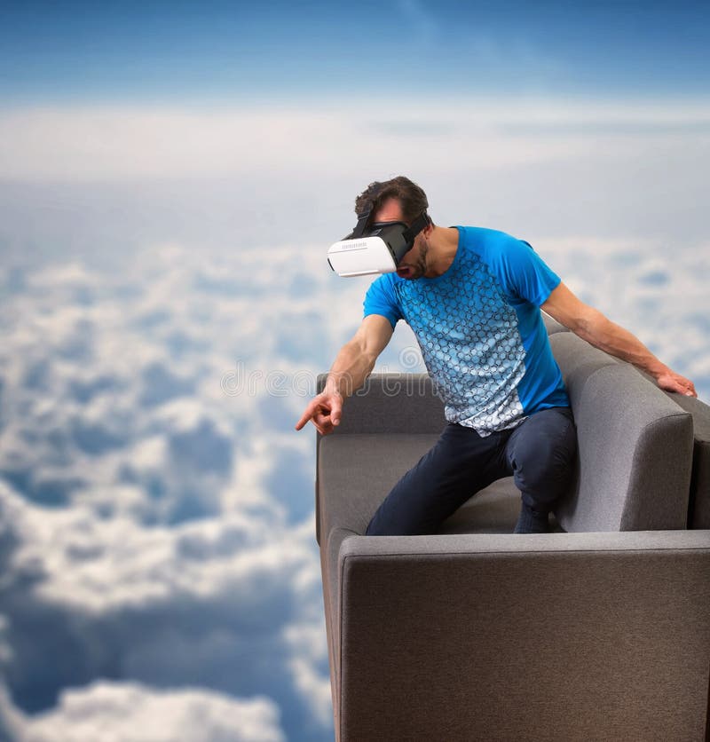 Man Wearing Virtual Reality 3D Glasses Stock Photo - Image of digital