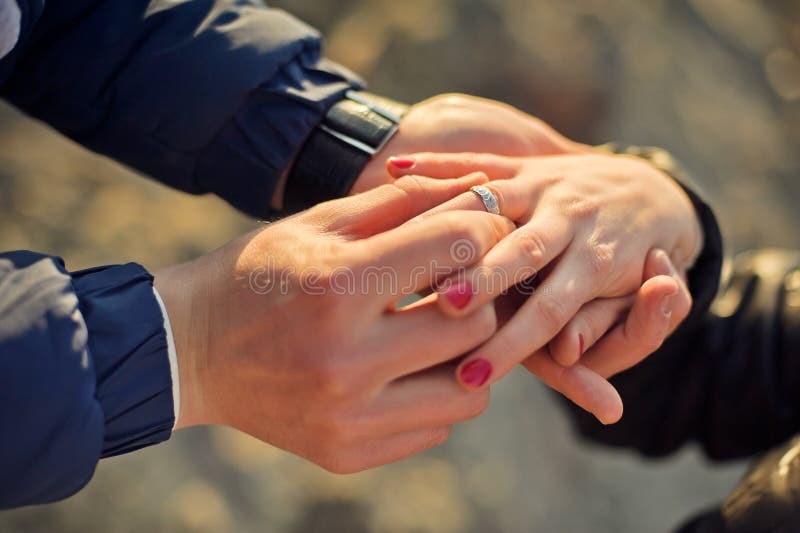 Man Wears a Wedding Ring on Woman S Hand Stock Photo Image of indian