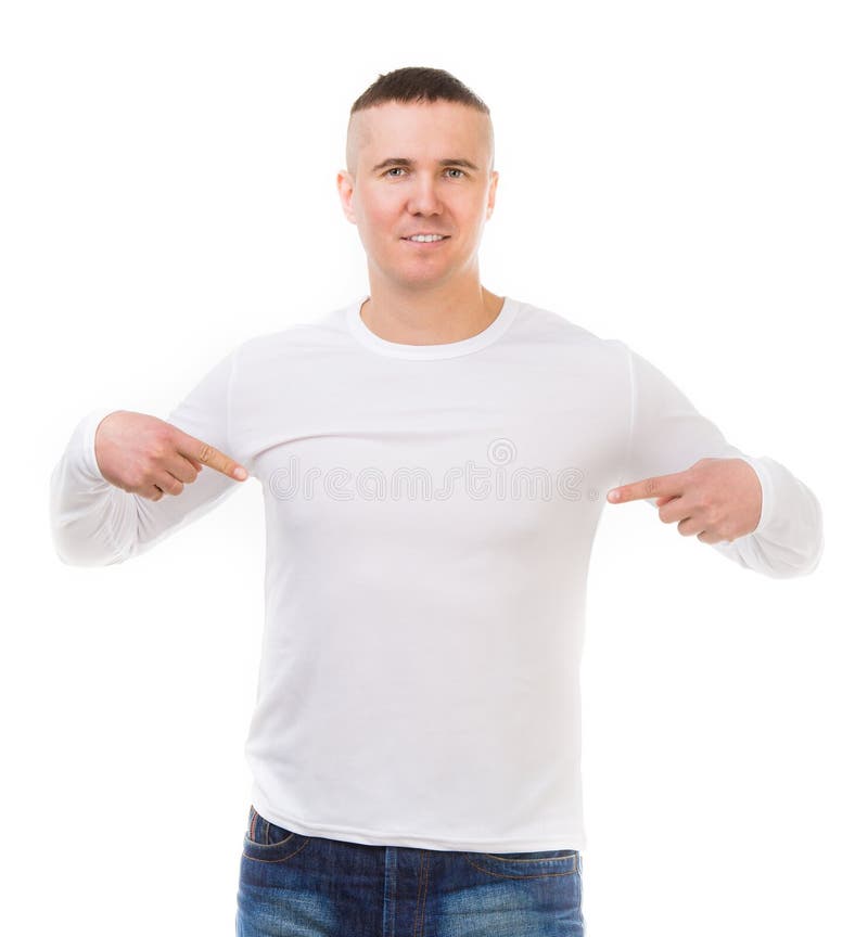 Man in a White Shirt with Long Sleeves Stock Photo Image of symbol