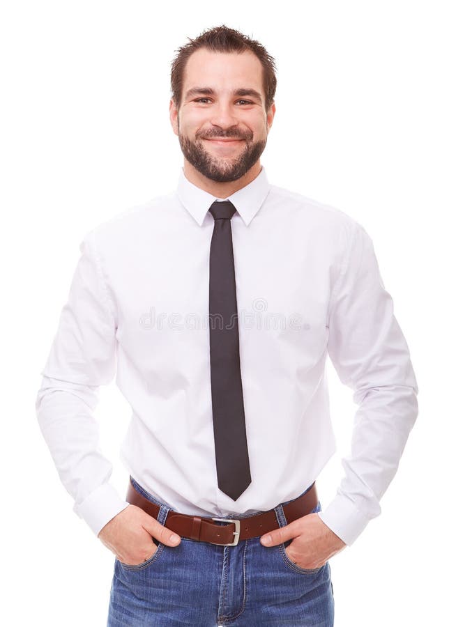 Man in a white shirt stock photo. Image of positive, handsome - 75550712