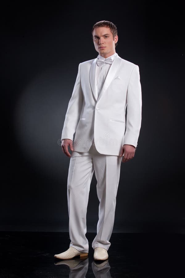 Man in White Tuxedo stock photo. Image of dinner, model 12134062
