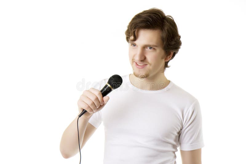 Vocal man. Говорит в микрофон. Микрофон Хесуса.