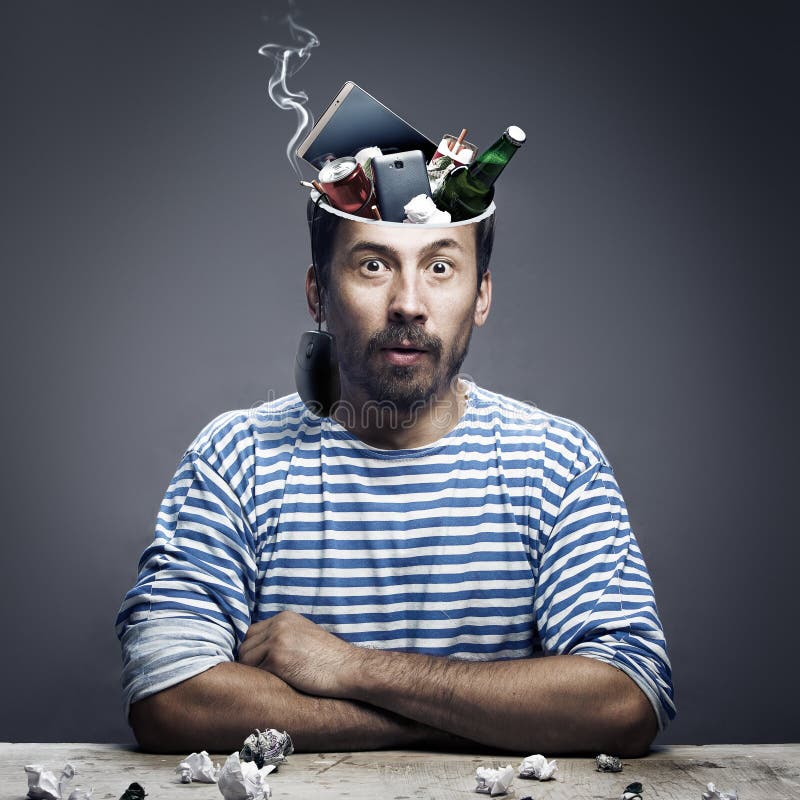 A man whose head is filled with human passions royalty free stock photos A man whose head is filled with human passions royalty free stock photos