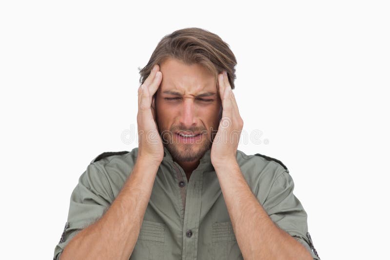 Man Wincing with Pain of Headache Stock Photo Image of adult