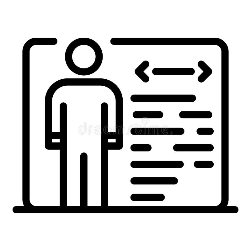 Man and window with code icon, outline style vector illustration