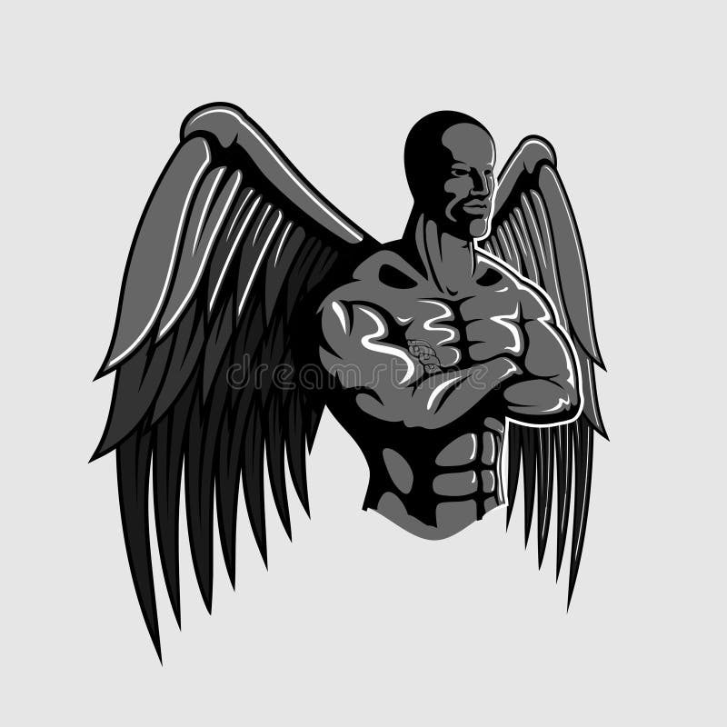 Bodybuilder with Wings, Fitness and Bodybuilding Theme, Vector Stock