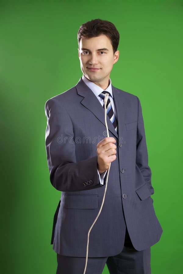 Man with wire in his hand stock images