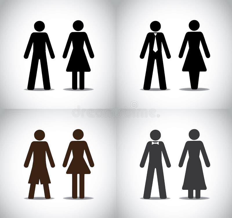 Man woman or boy girl standing symbols concept