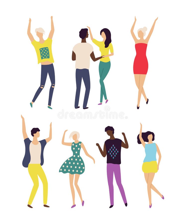 Dancers Moving in Pair, Couple Dancing Vector Stock Vector ...