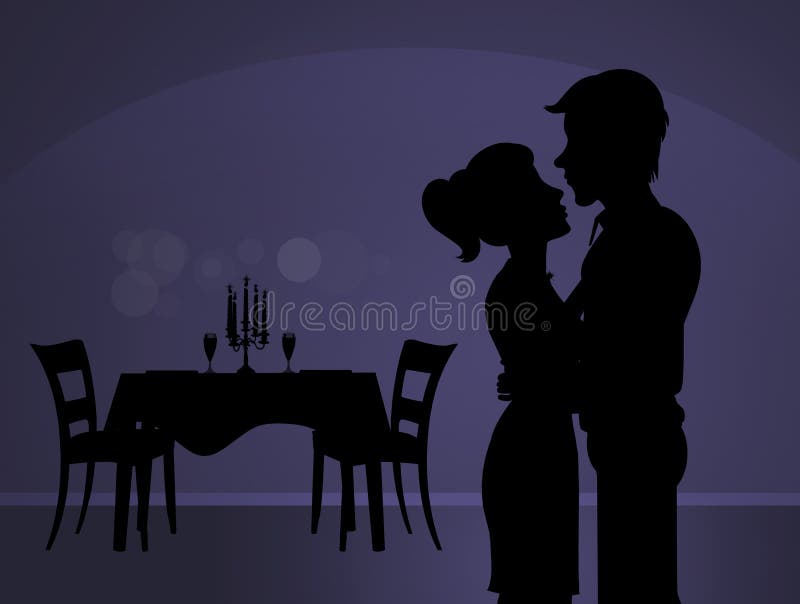 Man and woman dinner for two vector illustration