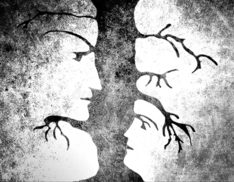 Man and Woman Faces in Tree Stock Illustration - Illustration of ...