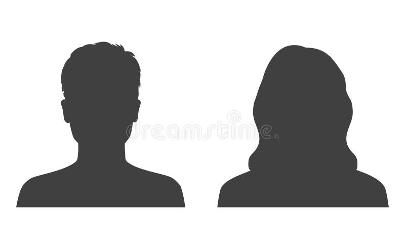 Man and woman head icon silhouette. Male and female avatar profile, face silhouette sign â€“ vector