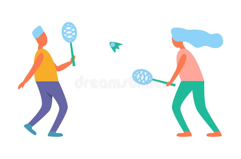 Man and Woman Playing English Sport, Active Vector Stock Vector -  Illustration of portrait, flag: 153962618