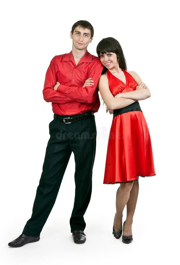 Man and woman in a red dress