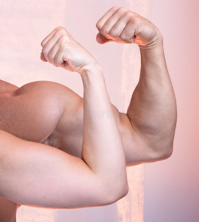 Man and a woman show their biceps