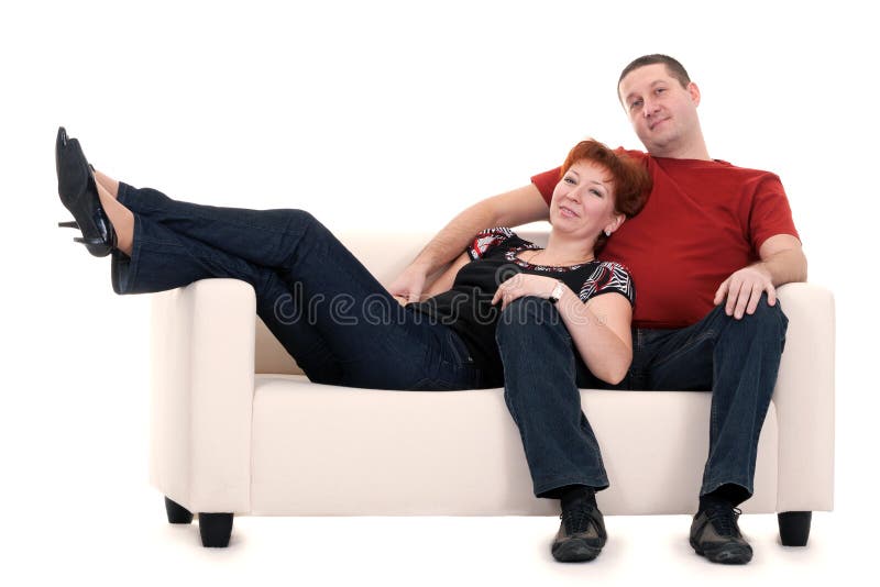 Man and woman on a sofa