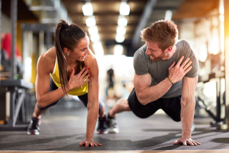 Man and woman strengthen hands