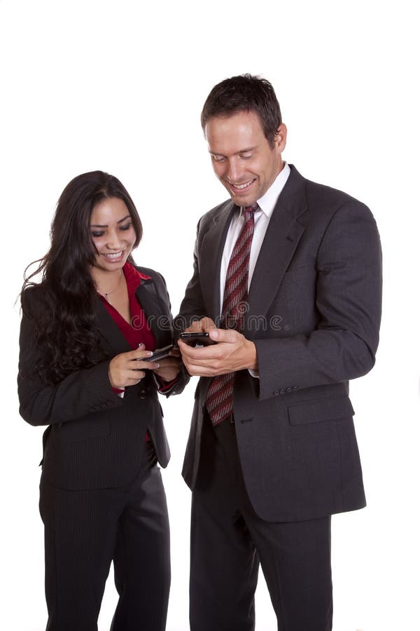 Man and woman texting