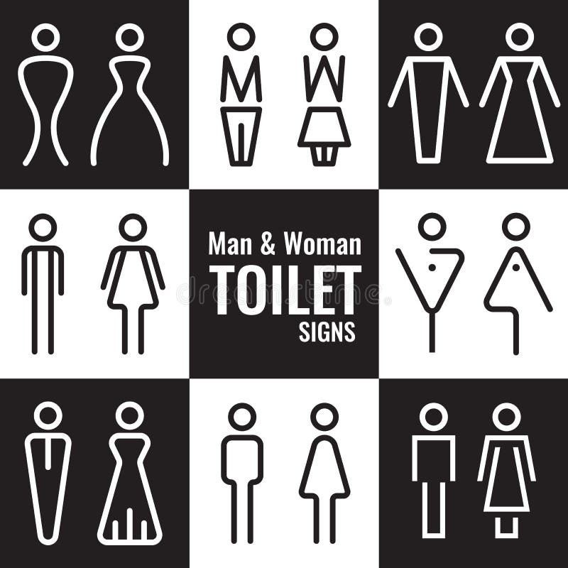 Man and Woman Toilet line sign vector set design vector illustration