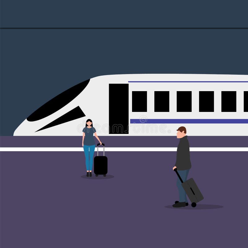 Man with Woman Tourists Travelers with a Suitcase at the Train Station Waiting for the Train. Cartoon Flat Design Stock Vector - Illustration of consume, isolated: 169208444 Man with Woman Tourists Travelers with a Suitcase at the Train Station Waiting for the Train. Cartoon Flat Design Stock Vector - Illustration of consume, isolated: 169208444