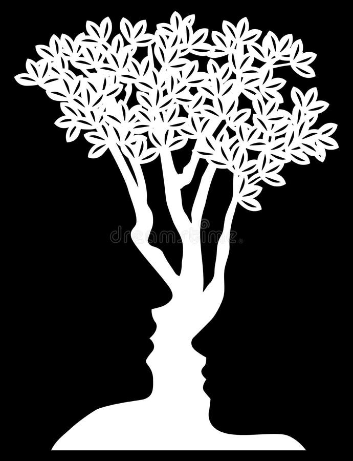 Optical Illusion Tree Faces Concept vector illustration