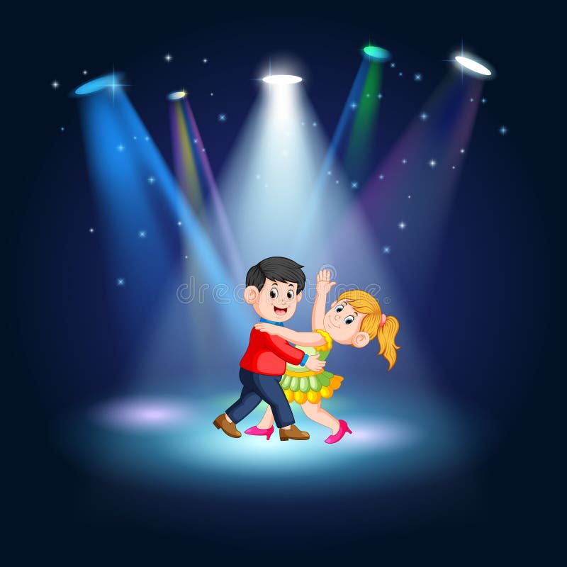 Man and women tango dancing at the stage royalty free illustration