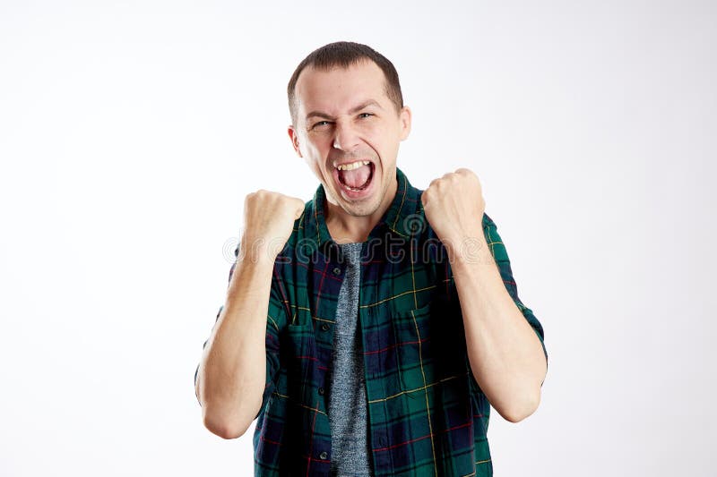 Man Won Casino, Won the Lottery, Cheering, Lucky Guy, Winning Stock