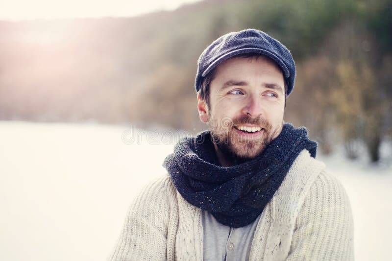 Man in woolen sweater stock photo. Image of beard, recreation - 60430376