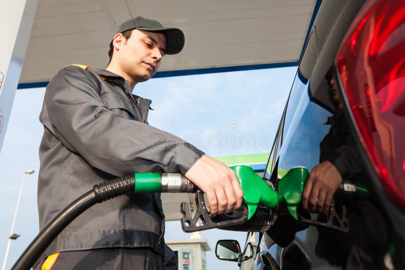Man at Work at a Gas Station Stock Photo Image of distribution, liter