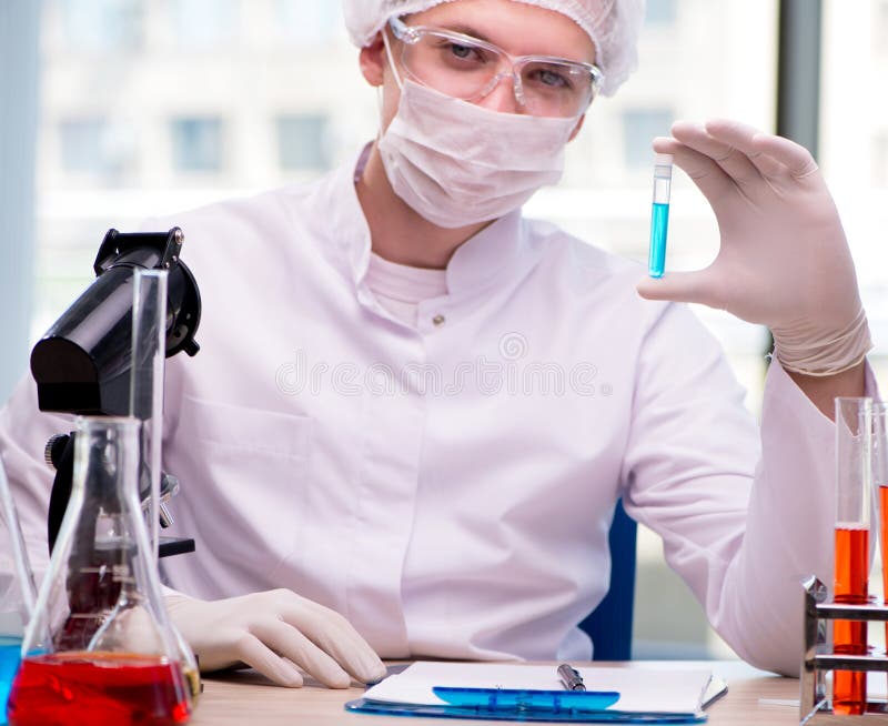 Man Working in the Chemical Lab on Science Project Stock Image Image of beaker, male 260680073