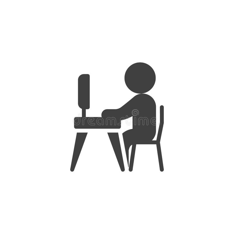 Man working on computer vector icon vector illustration