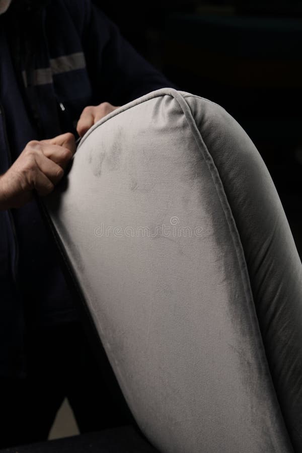 Moody upholstery work stock photo. Image of hard, hand 219779116