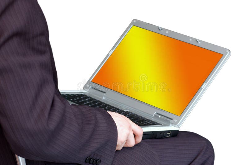 Man working with portable computer