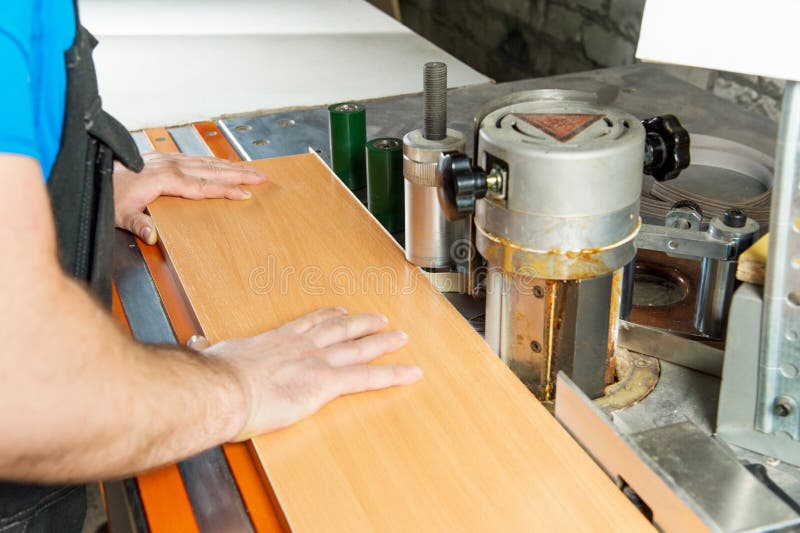 Man Works for Edge Banding Machine Stock Image Image of engineering